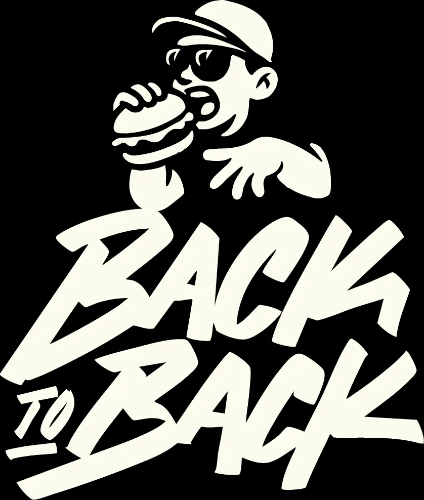 Logo Back to Back avec sa mascotte à casquette