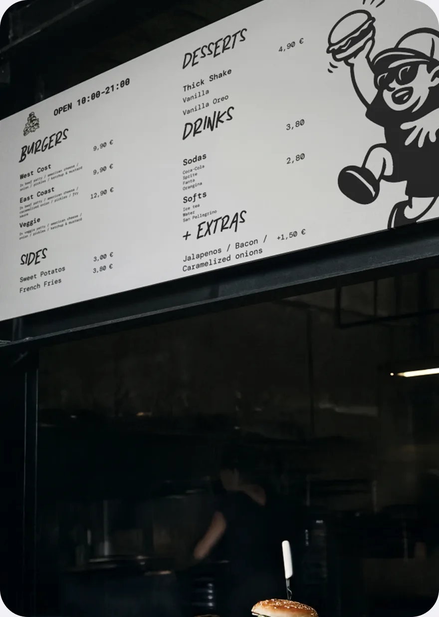 Back to Back : menu board